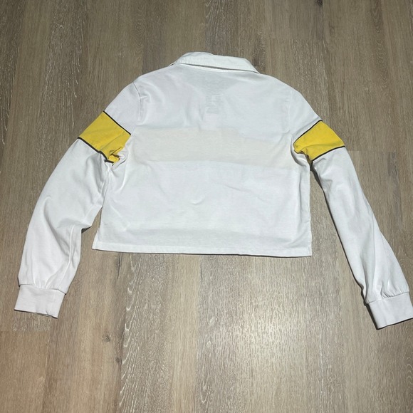 The Simpsons Long Sleeve Polo Shirt Crop Top Cartoon Yellow Stripe Small GUC‎ - Picture 3 of 7